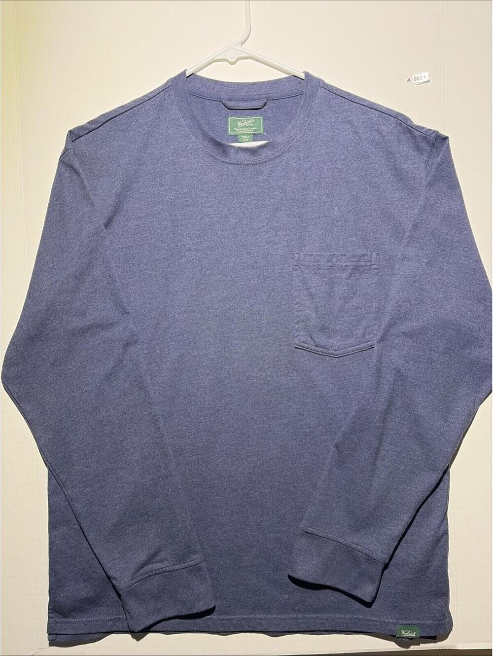 Woolrich Long Sleeve Shirt Mens Medium Blue Pocket Tee Green Label Collection